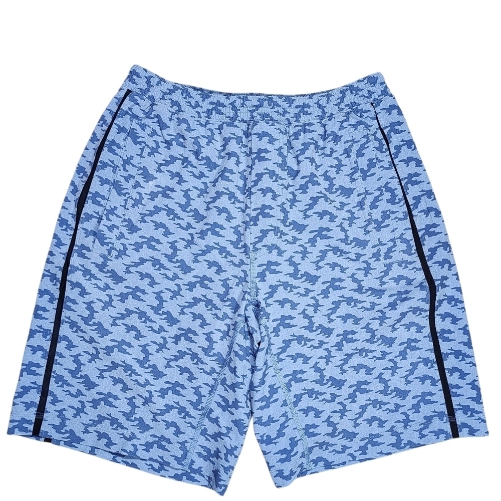 Lululemon Pace Breaker Lined Camo Blue Mens Athletic Shorts Size Med